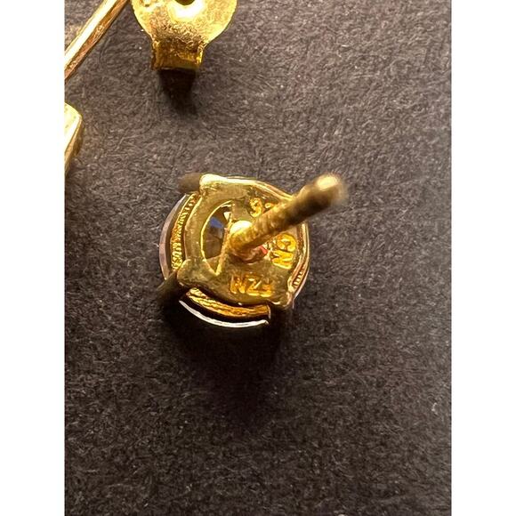 5.5mm CZ stud earrings in gold over sterling silver - Picture 4 of 13